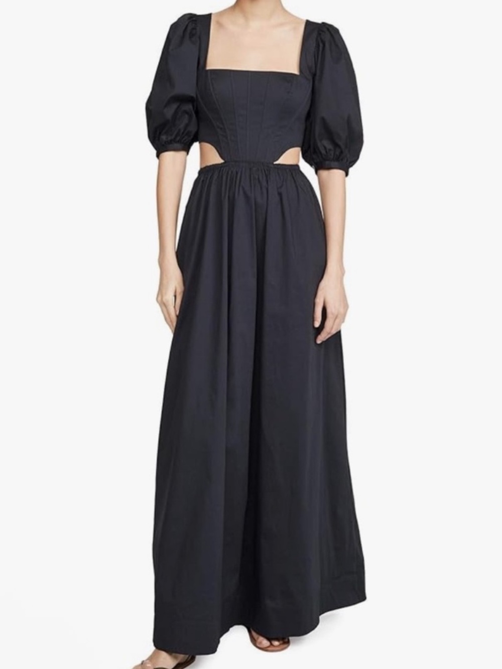 STAUD Black Puff Sleeve Cutout Dress Sz 00